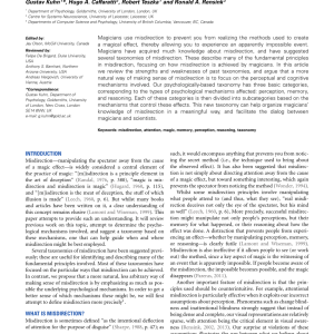 A psychologically-based taxonomy of misdirection - Kuhn